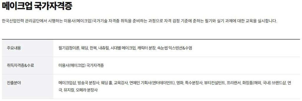 makeup national certificate course