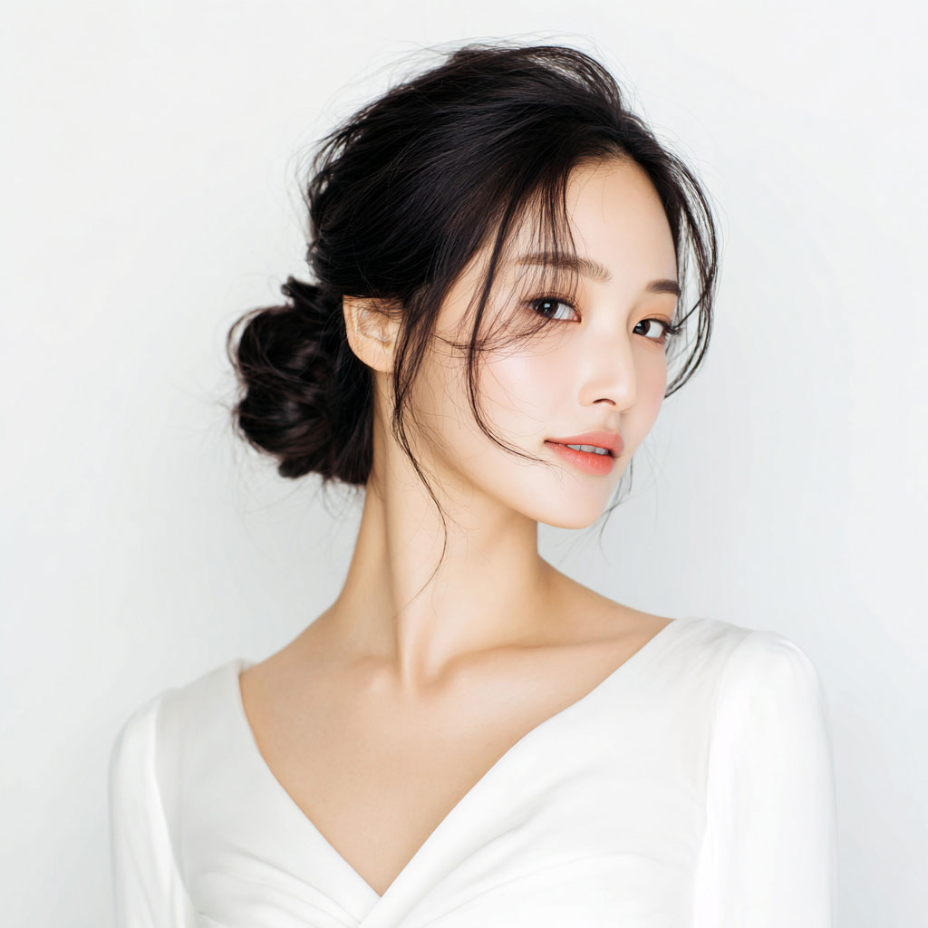 웨딩 메이크업 아티스트가 신부 메이크업을 하는 모습